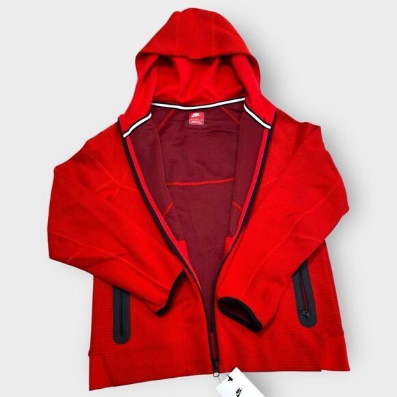 Nike Sportswear Tech Fleece Kids Winterized Full-Zip Red Black Hoodie size XL - Picture 7 of 12